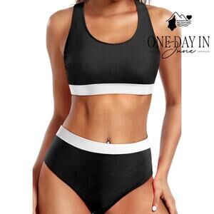 Adisputent High Waist Crop Bikini Swimsuit Size M